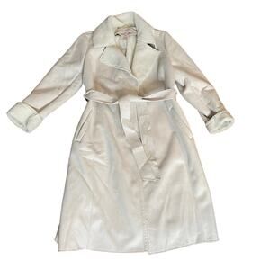 Eliza J. Faux Shearling Suede  Wrap Trench Coat Cream Size XL